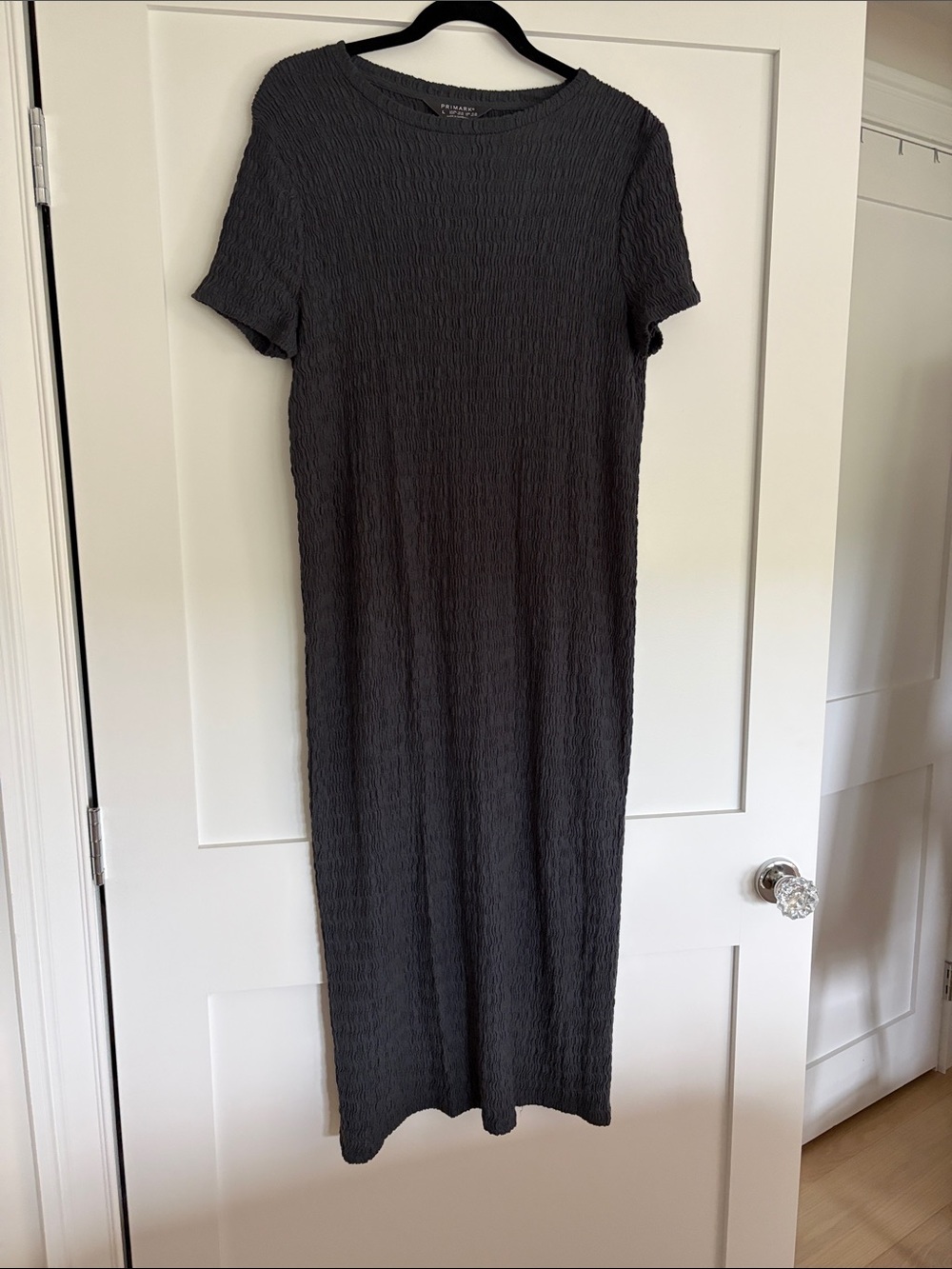 Primark Black Textured Short-Sleeve Maxi Dress